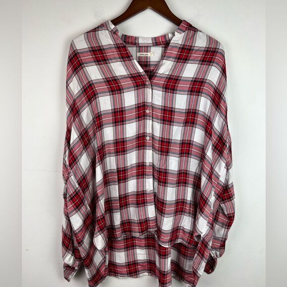 Sneak Peek Oversized Plaid Long-sleeved Button Down Shirt Size Small - Picture 1 of 10